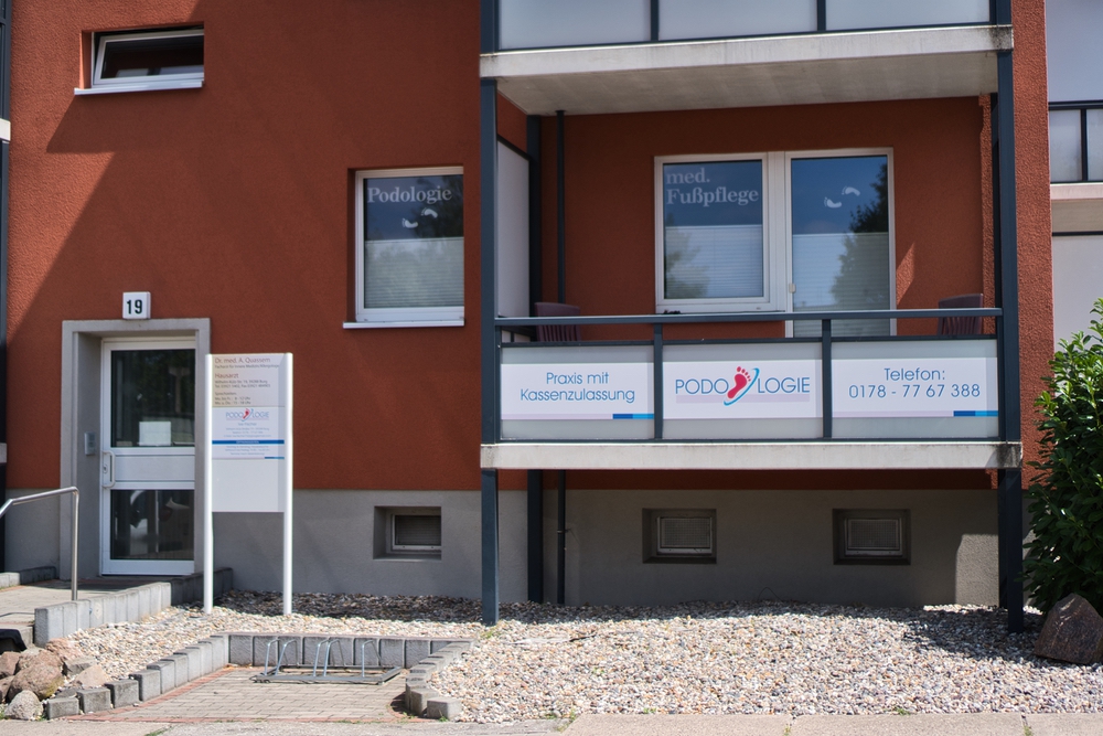 Außenansicht der Podologie-Praxis Ive Fischer in Burg.